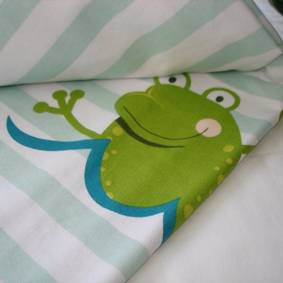 Peri Kids Cute Frog Shower Curtain 100% Cotton Fabric White Multi Color - Picture 6 of 12